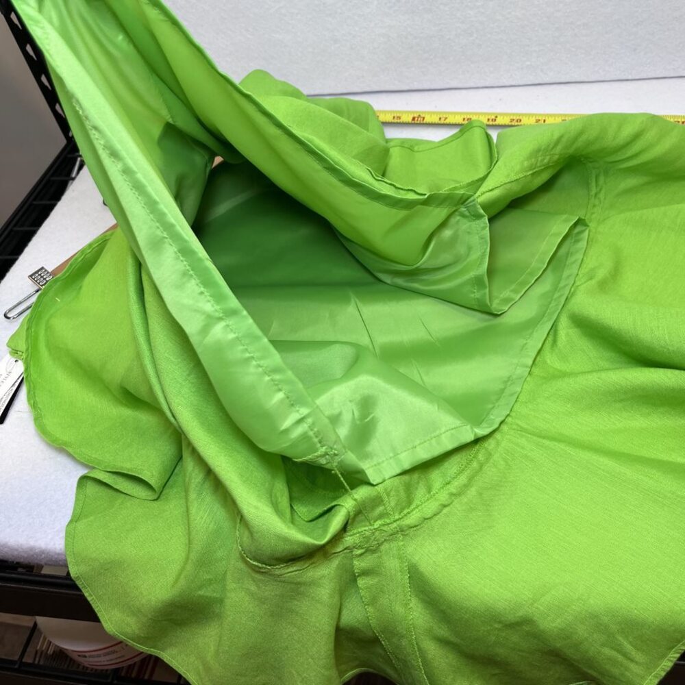 Larry Levine A-line flirty flowy bottom linen blend green skirt womens 14 NWT - Picture 4 of 13